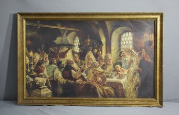 Vintage Photogravure Wedding Feast After Konstantin Makovsky, Framed