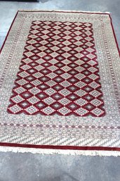 'Large Handwoven Geometric Area Rug  133' X 95.5' Bold Red And Beige Design'