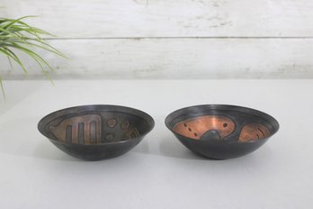 Handmade Mayan Copper Plate  5' Round  Peruvian Craftsmanship  Tribal Art Dish Signed Chile