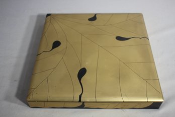 Modernist Golden Lacquer Box With Abstract Motif