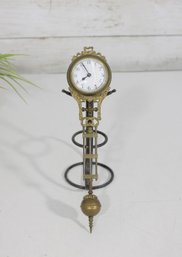 Vintage Brass Swinging Pendulum Clock  Ornate Miniature Shelf Clock 9' (Untested)