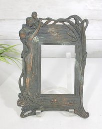 Art Nouveau Style Figural Lady Picture Frame Decorative Metal Frame 11' X 7.5'