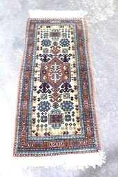 'Handwoven Tribal Runner Rug  48' X 21.5' With Colorful Medallion Design'