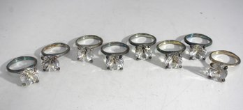Set Of 8 Oversized Engagement Ring Napkin Holders  3' With Large Clear Rhinestones
