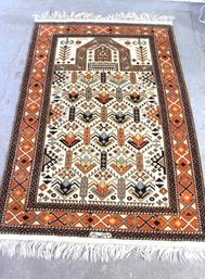 'Handwoven Kilim Rug  78' X 52' With Bold Geometric Design And Tribal Patterns'