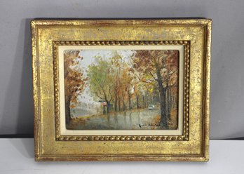 Signed Oil Painting On Artist Board - Autumn Landscape Scene (8' X 9.5')