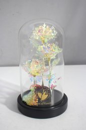 Holographic Rose Bouquet In Glass Dome  Dream Of Flowers Display, 9.5' H (Untested)