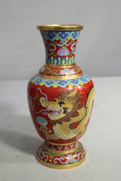 Chinese Cloisonne Dragon Phoenix Pot Vase