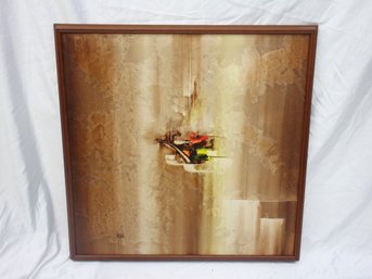 Vintage Abstract Textured Painting By Meyers  32 X 32  Framed