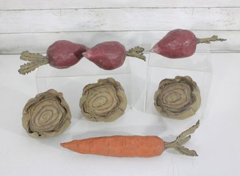 Vintage Decorative Vegetable Sculptures  Carrots, Beets & Artichoke Wall Art  Rustic Kitchen Dcor