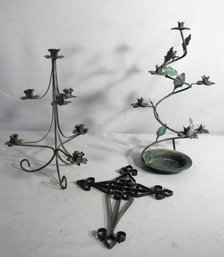 Artisanal Metal Candle Holder Collection And Decorative Cross