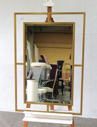 44' X 30' Contemporary Geometric Wall Mirror With Gold Metal Frame