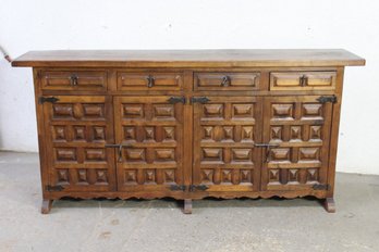 'Rustic Solid Wood Sideboard Cabinet  Handcrafted With Decorative Panels'