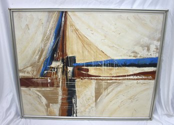 Large Abstract Nautical Bridge Painting By Gillingham  42 X 52  Framed Canvas