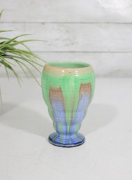 Vintage Shelley Art Deco Drip Glaze Vase England Green Blue 4.5'