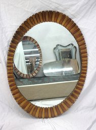 Vintage Large Resin Framed Oval Wall Mirror  Brown & Gold  38 X 28