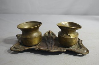 Bronze Art Deco Double Inkwell