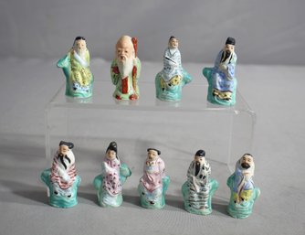 Collection Of Miniature Asian Ceramic Figurines-(9)