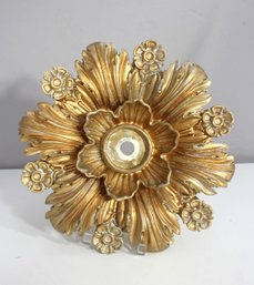 Vintage Italian Giltwood Floral Ceiling Medallion  14 Round Flush Mount