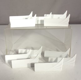 Set Of 8 Hutschenreuther  White 'Maxim's Porcelain Knife Rests  4' Modern Leaf Design, Germany