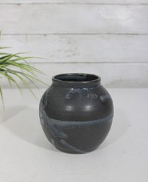 Handcrafted Studio Pottery Vase  Dark Blue & Charcoal Glaze  4.5' H Decorative Ceramic Vessel