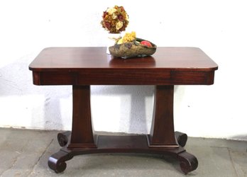 Classic Wooden Console Table With Curved Base