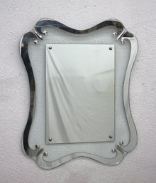 Vintage Venetian-Style Etched Glass Wall Mirror  30 X 24
