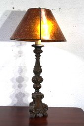 Vintage Ceramic Table Lamp With Mica Shade