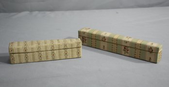 Two Vintage French Silk Hand Fans With Cases