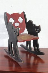 Vintage Handcrafted Child's Rocker - Cat Motif
