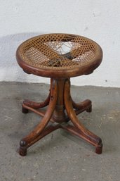 Antique Wooden Stool With Cane Seat - Restoration Opportunity