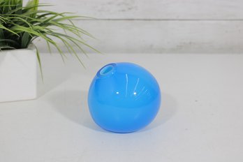 Stunning Otto Brauer Holmegaard Mid-Century Cobalt Blue Round Glass Vase  3.5' H