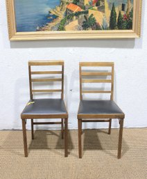 Pair Of Vintage Wooden Folding Chairs  Slat Back Design  31.5'H