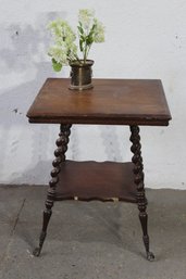 Vintage Wooden Side Table With Glass Ball Feet