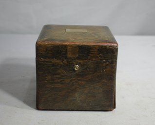 Small Vintage Mahogany Wood Cigar Humidor- 5' X 5.5'