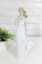 LLADRO- A Flowers Whisper Woman Figurine  Glossy Porcelain Lady W/ Flowers  14.5'