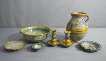 Group Lot Of Latin American Craft Pottery Vessels, Bowls, Candlesticks