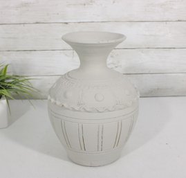 Vintage Textured Ceramic Vase  Neutral Matte Pottery Decor  11' Tall
