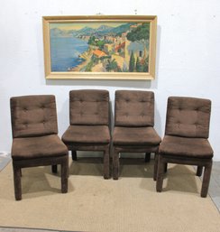 Set Of 4 Directional Upholstered Dining Chairs  Tufted Back ((each): 36'H X 20.5'W X 17'D)