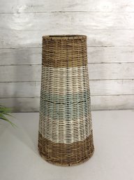 16.5' Woven Rattan & Cane Tapered Lampshade  Natural Boho Coastal Style