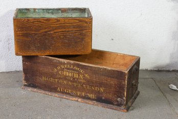 Vintage Wooden Boxes - Original Marked Storage Crates