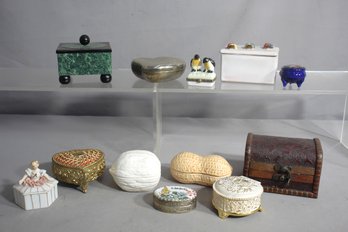 Assorted Lot Of Decorative Boxes And Trinkets