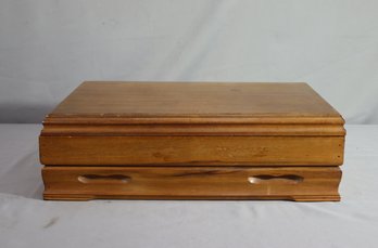 Vintage Lined Wooden Flatware Chest