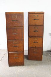 Pair Of Antique Oak Filing Cabinet