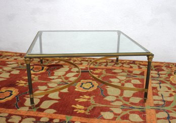 Brass And Glass Coffee Table With Decorative Base