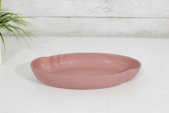 Vintage Frankoma Pottery Pink Oval Serving Dish  10' X 6' Mid-Century Ceramic