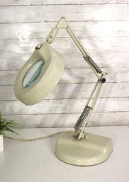 Vintage Articulating Magnifying Desk Lamp  Industrial Weighted Base  NOT WORKING / For Repair