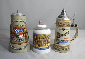 Three  Beer Stein, 2 Vintage Stroh's Bavaria ,