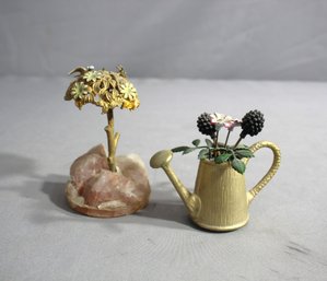 Two-piece Ensemble Of Metal Floral Arrangements-frank Mosse