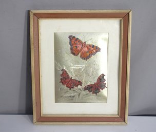 Vintage Lizars SC Butterflies Framed Foil Art